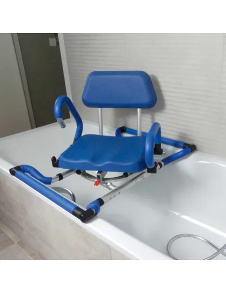 Asiento Giratorio de Bañera Acolchado y Resosabrazos Abatibles