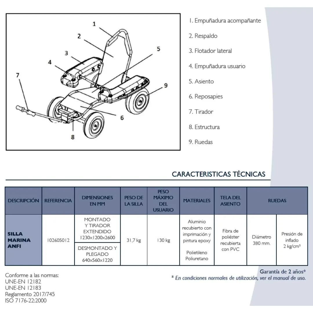 Silla de ruedas  Anfibia MARINA Playa