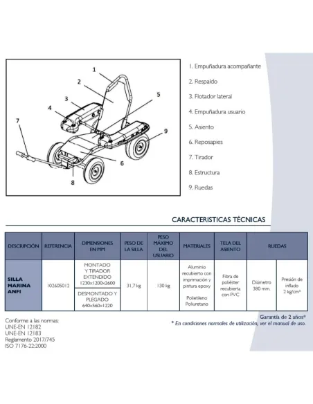 Silla de ruedas  Anfibia MARINA Playa