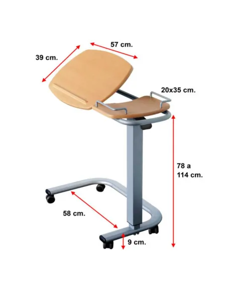 Mesa Auxiliar de Doble Tablero Elevación por Pistón