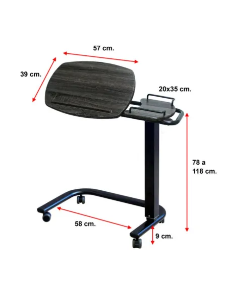 Mesa Auxiliar de Doble Tablero Elevación por Pistón