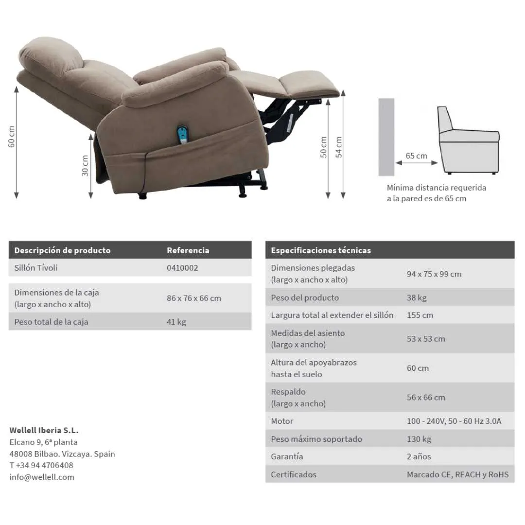 Sillón Elevador Relax TÍVOLI Wellell