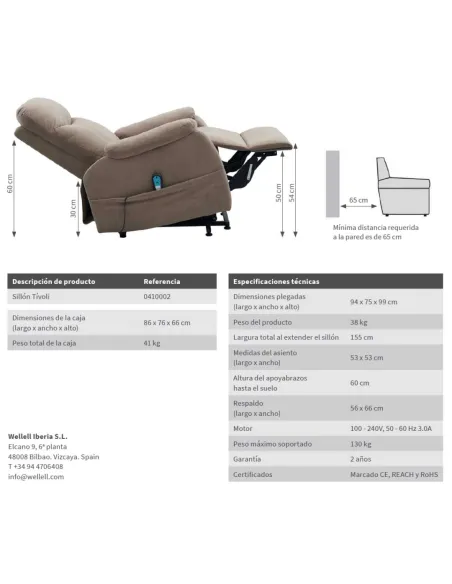 Sillón Elevador Relax TÍVOLI Wellell