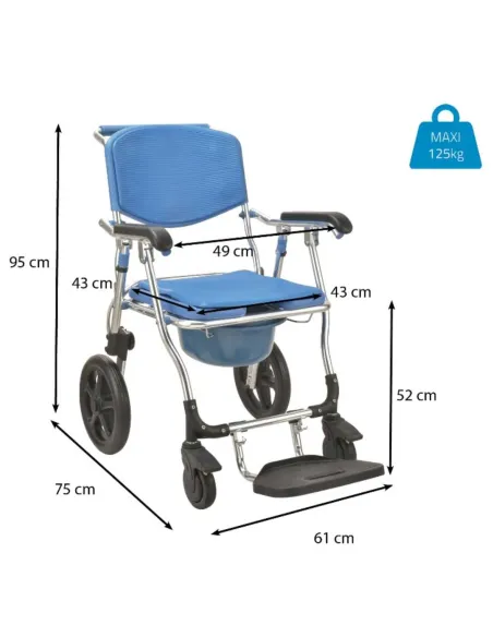 Silla para Ducha y WC MENORCA Plegable con Ruedas