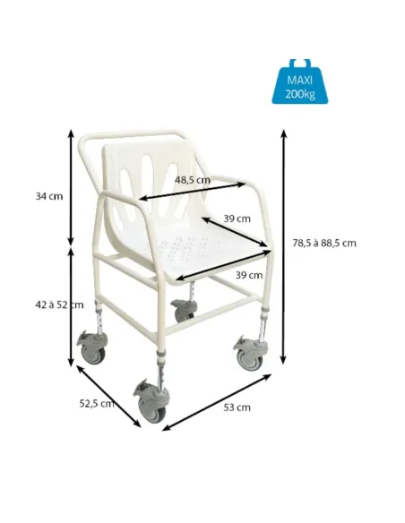 Silla de Ruedas para Ducha NOMAD con 4 Frenos y  Altura Regulable