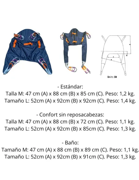 Grúa de Traslado MALLORCA Hasta 150 Kg con  Arnés Talla M
