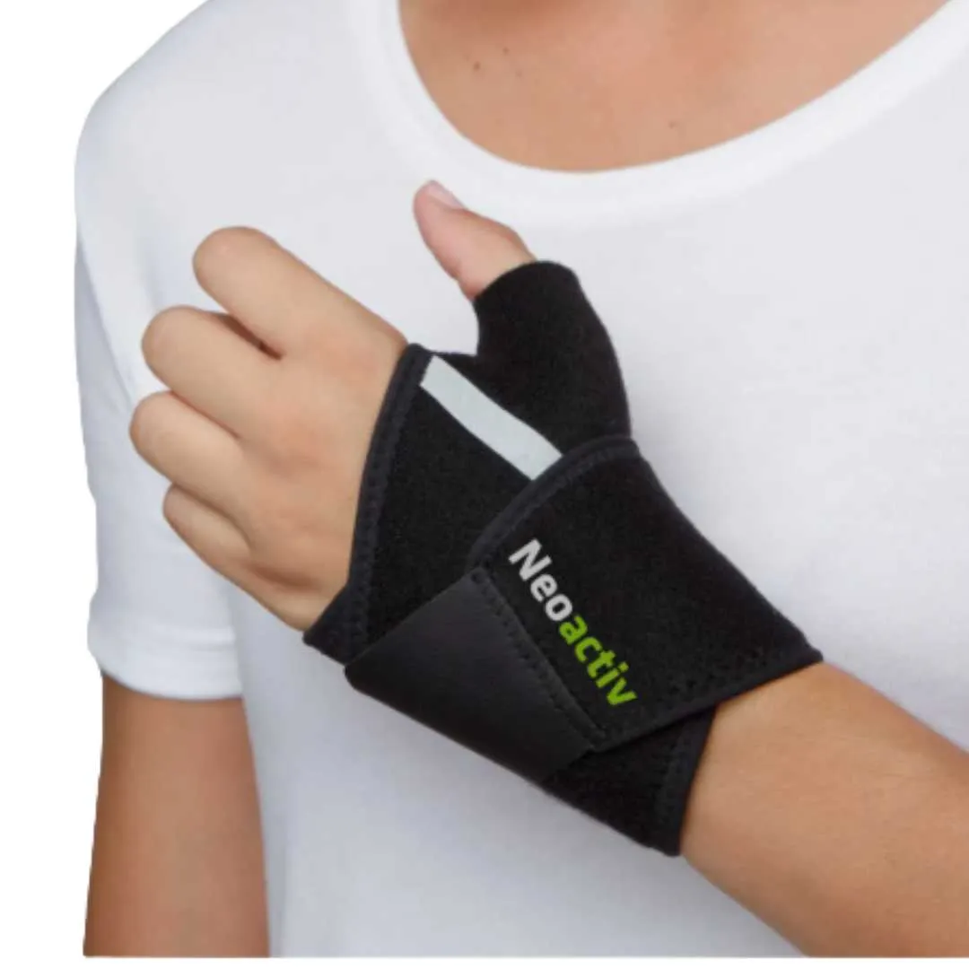 Muñequera Envolvente con Pulgar NEOACTIV BLACK EMO de Neopreno Talla única