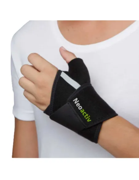 Muñequera Envolvente con Pulgar NEOACTIV BLACK EMO de Neopreno Talla única