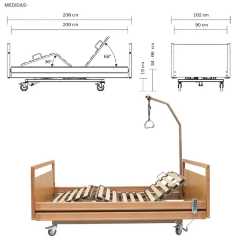 Cama Articulada Eléctrica ORION con Elevación por Columnas 2