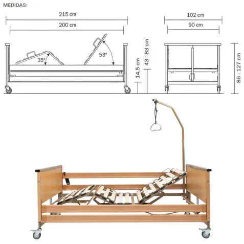 Cama Articulada Eléctrica ARIES con Elevación por Columnas 2