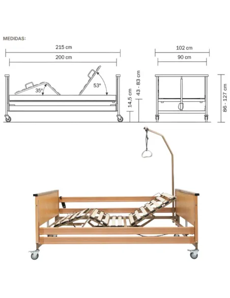 Cama Articulada Eléctrica ARIES con Elevación por Columnas