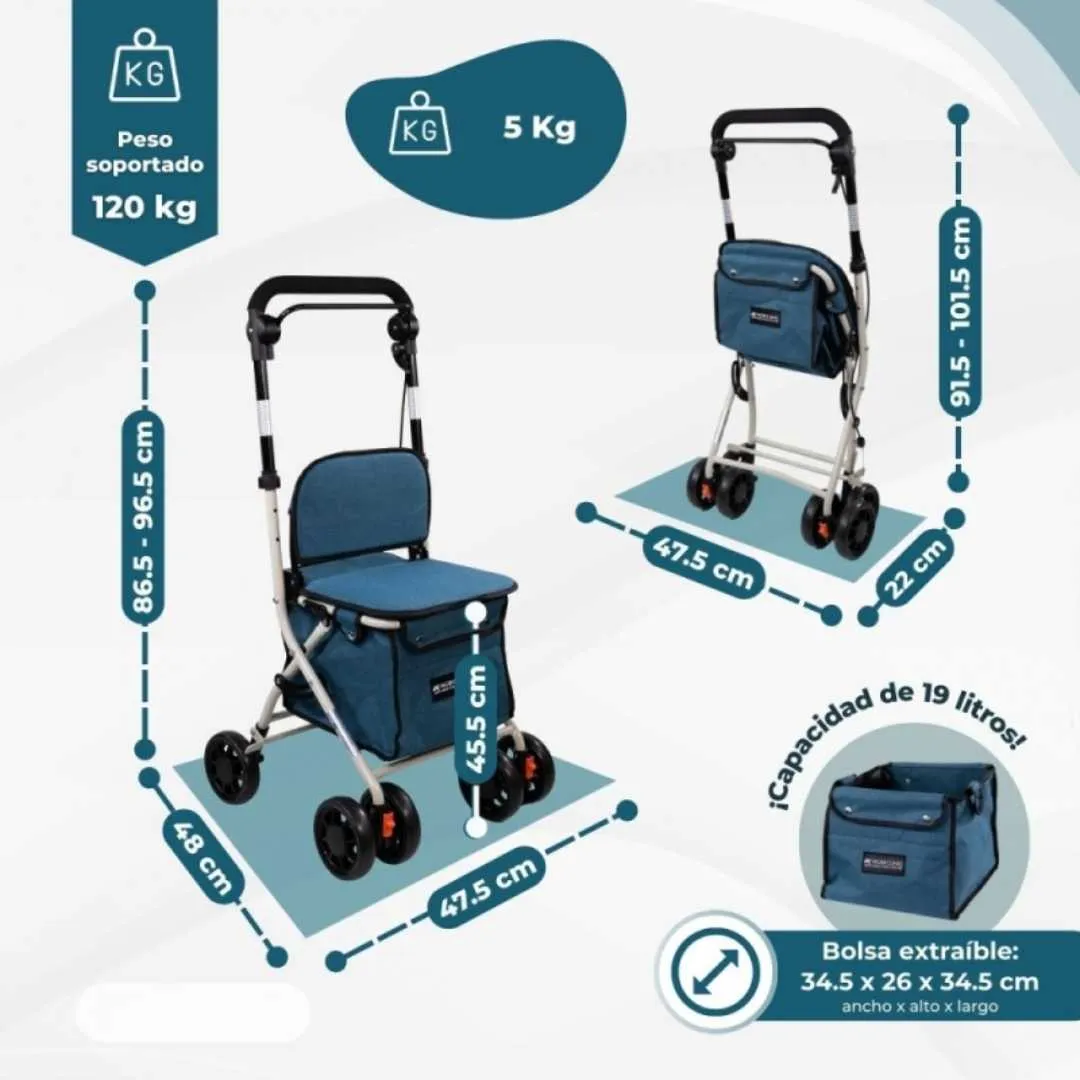 Andador  Silla Carro de Compra COLISEO • 5 Colores