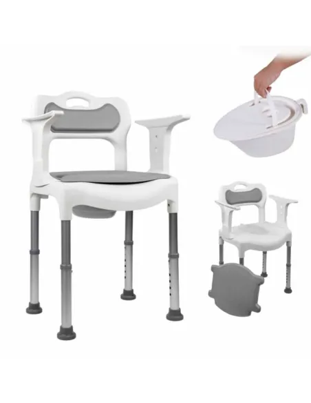 Silla Ducha con WC y Elevador WC GUIDO regulable en altura