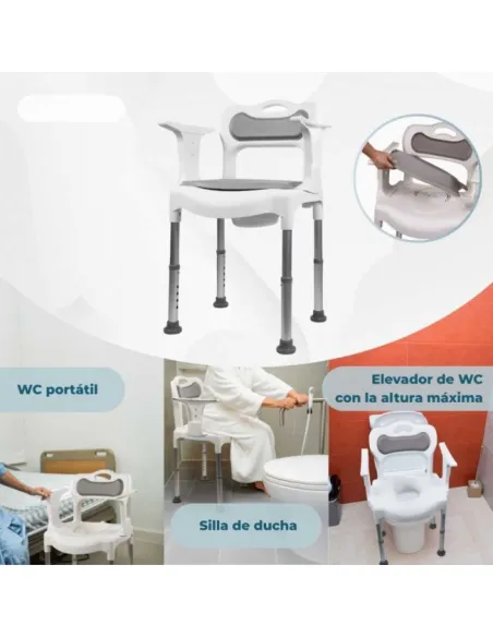 Silla Ducha con WC y Elevador WC GUIDO regulable en altura