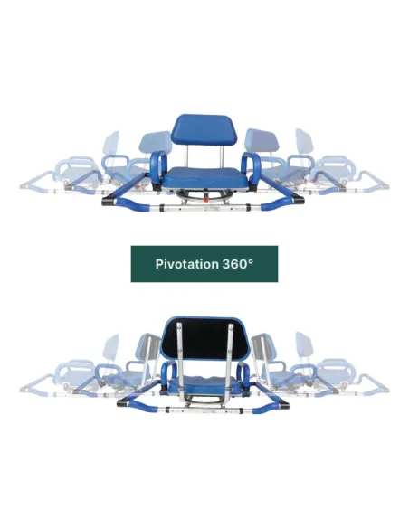Asiento Giratorio de Bañera Acolchado y Resosabrazos Abatibles