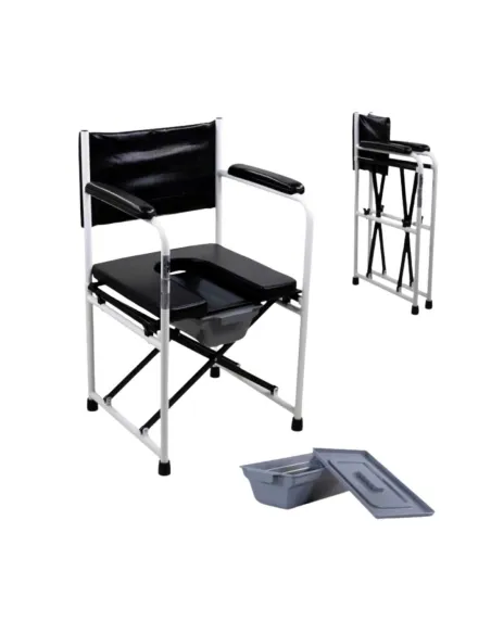 Silla con WC/inodoro plegable EBRO de acero con tapa