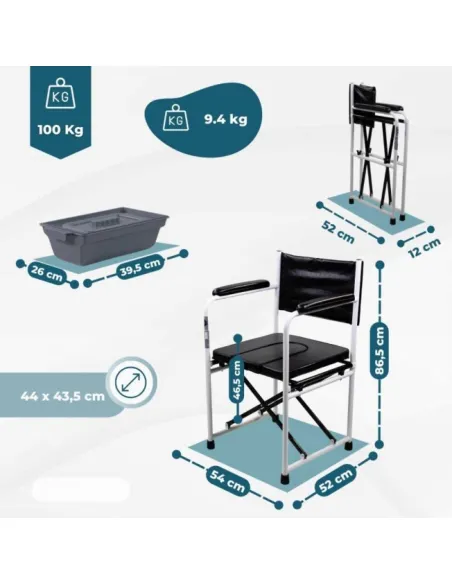 Silla con WC/inodoro plegable EBRO de acero con tapa