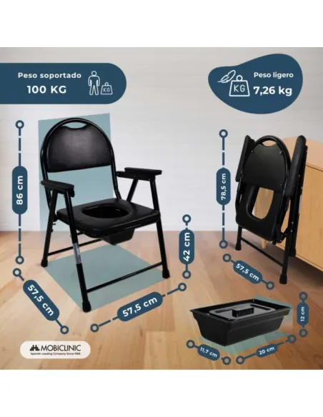 Silla con WC Plegable GUADALQUIVIR con reposabrazos