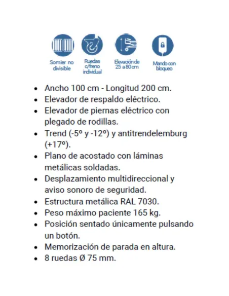 Cama Geriátrica AERYS CONFORT 100 x 200 cm Sistema Trend y Antitrend · Para Configurar