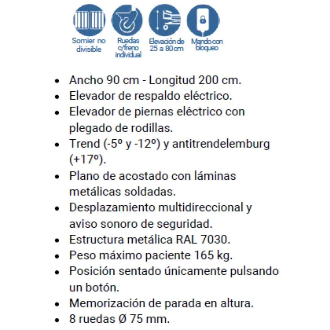 Cama Geriátrica AERYS II de 90 x 200 cm con...