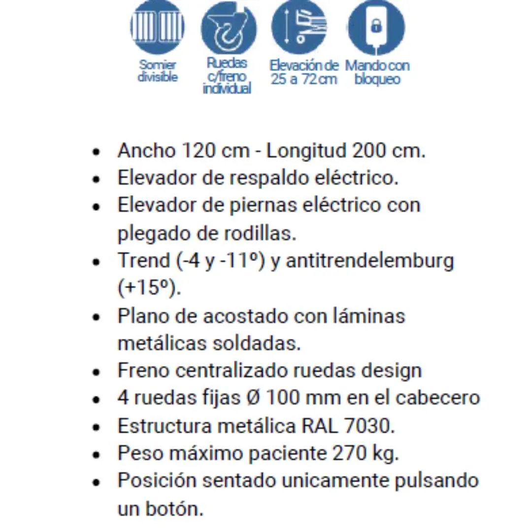 Cama Bariátrica AERYS XXL 120 x 200 cm Sistema...