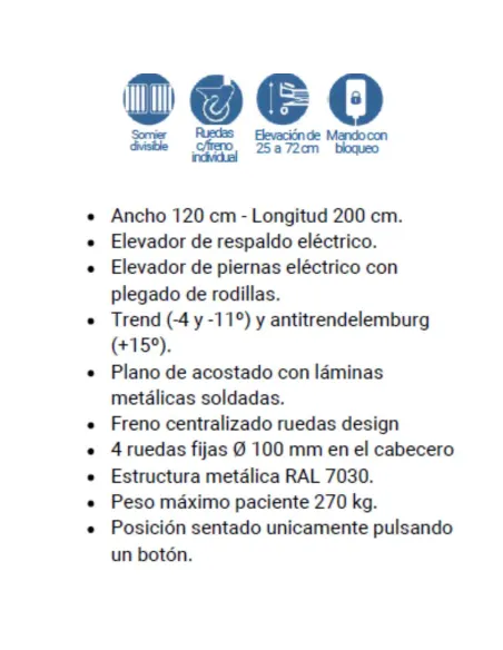 Cama Bariátrica AERYS XXL 120 x 200 cm Sistema Trend y Antitrend · Para Configurar