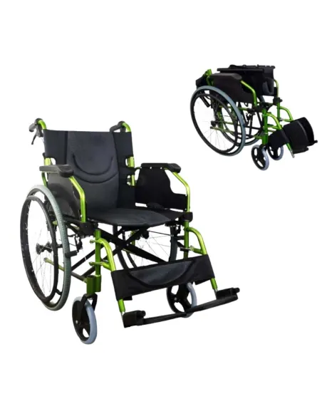 Silla de Ruedas de Aluminio BOLONIA con Resplado Plegable y Frenos de Acompañante
