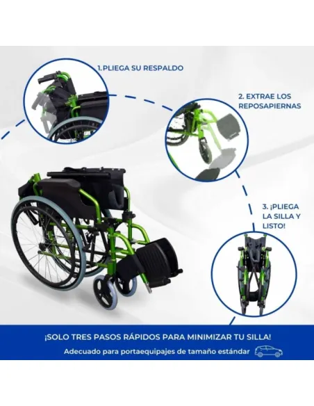 Silla de Ruedas de Aluminio BOLONIA con Resplado Plegable y Frenos de Acompañante