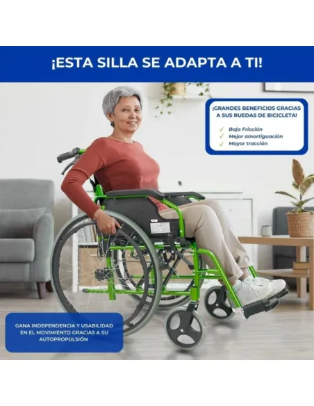 Silla de Ruedas de Aluminio BOLONIA con Resplado Plegable y Frenos de Acompañante