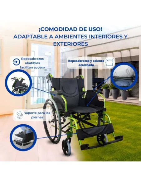 Silla de Ruedas de Aluminio BOLONIA con Resplado Plegable y Frenos de Acompañante