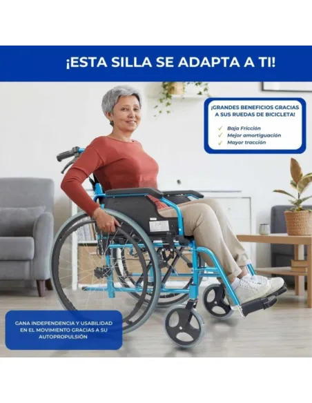 Silla de Ruedas de Aluminio BOLONIA con Resplado Plegable y Frenos de Acompañante