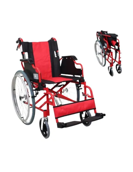 Silla de Ruedas de Aluminio TORRE con Resplado Plegable y Frenos de Acompañante