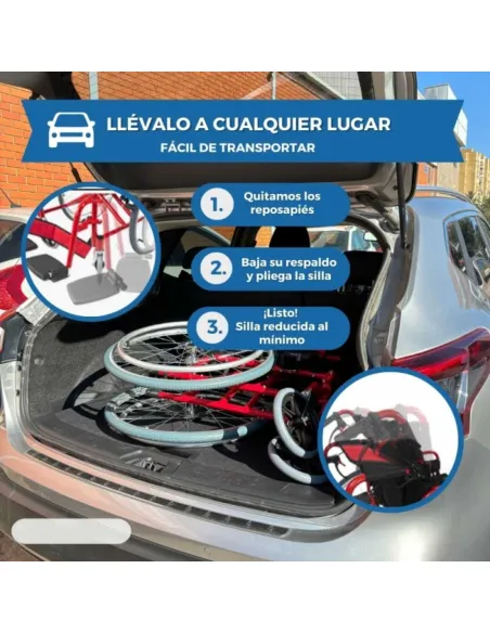 Silla de Ruedas de Aluminio TORRE con Resplado Plegable y Frenos de Acompañante