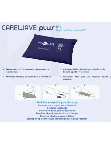 Cojín Posicionador CAREWAVE PLUS 2 · VCAR02HB con Funda Particulas de plata
