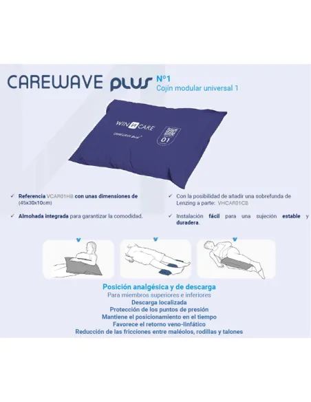 Cojín Posicionador CAREWARE PLUS 1 · VCAR01HB con Funda Partículas de plata