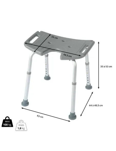 Taburete de Baño en forma de U BORA · Montaje Sin Herremientas · Blanco o Gris