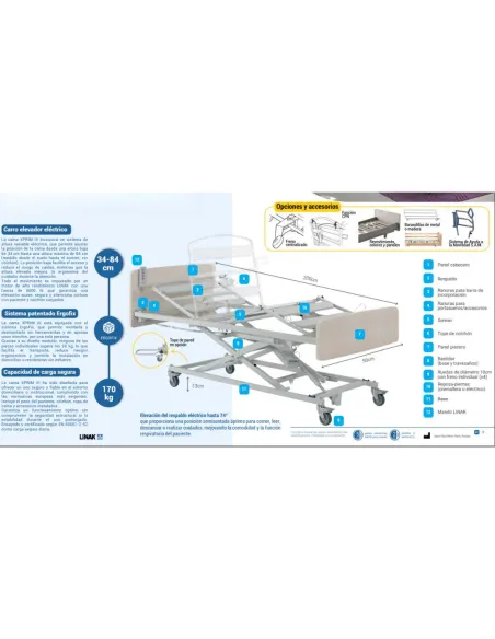 Cama Domiciliaria Geriátrica XPRIM 3 Winncare para Configurar