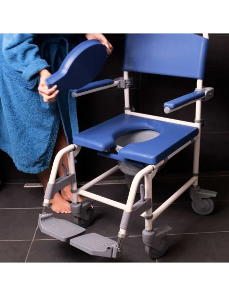 Silla de ducha y WC ASTON con Ruedas Regulable en Altura · Opcional Ruedas de 600 mm