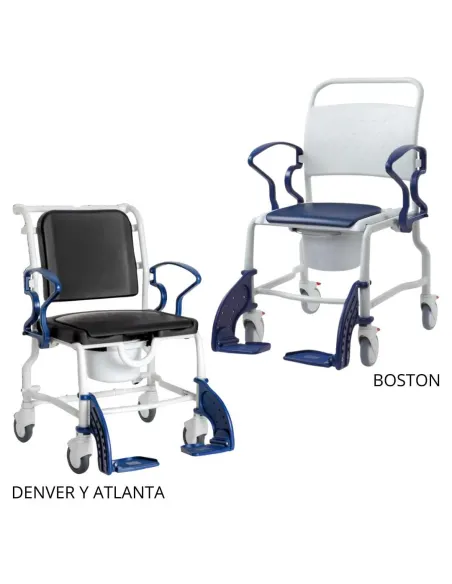 Silla de Ducha y WC XL Boston · Denver · Atlanta · Ancho de Asiento 52, 58  y 64 cm