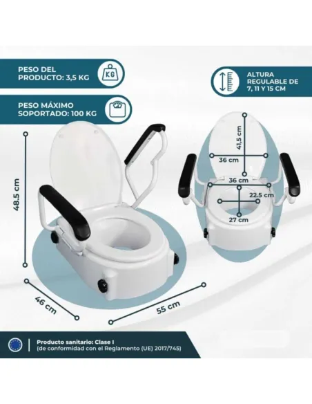 Elevador de WC TAJO Regulable con Reposabrazos