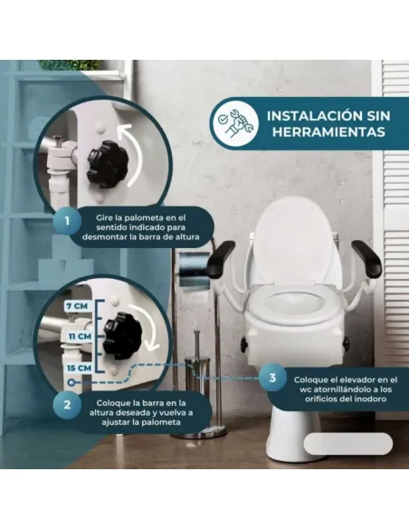 Elevador de WC TAJO Regulable con Reposabrazos