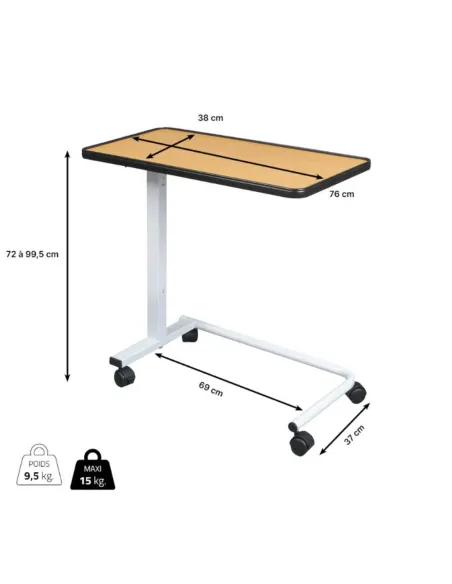 Mesa Auxiliar de Cama o Silla  CORFU con Fácil Elevación
