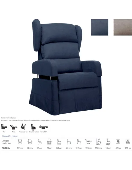 Sillón Elevador Cama Relax MYRTHO Class · Reposabrazos Extraibles y Posición Cama