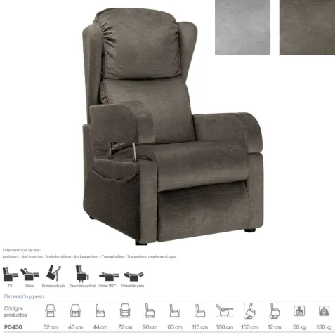 Sillón Elevador Cama Relax CLYZIA · Posición Cama con Ruedas