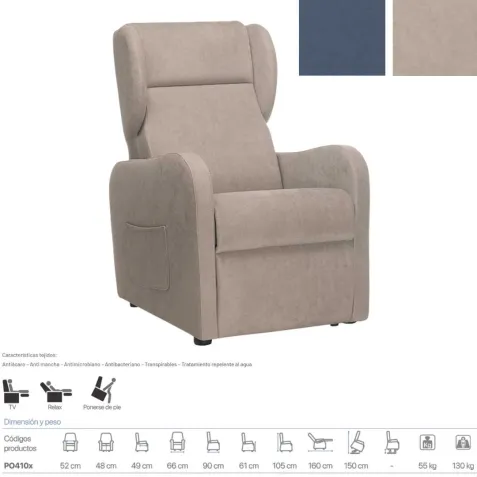 Sillón Elevador Cama Relax AGAVE con Sistema de Ruedas