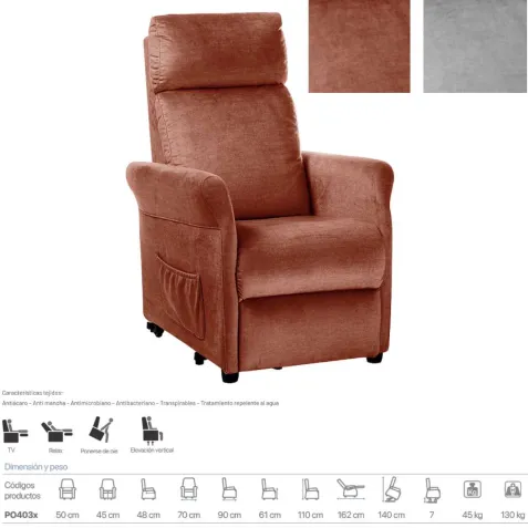 Sillón Elevador Cama Relax CHLOE con Sistema de Ruedas