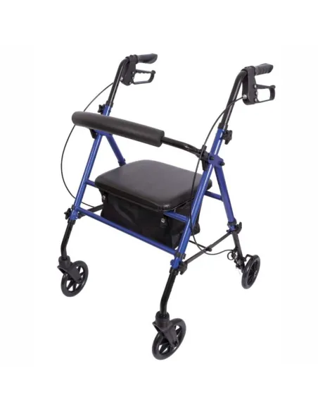 Andador Rollator de Aluminio con frenos y Asiento Regulable en Altura