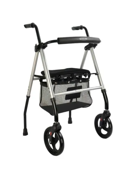 Andador de Aluminio con 2 ruedas y Asiento regulable en altura