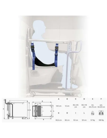Grúa de Traslado Eléctrica MUEVO HOME RI900 Hasta 180 kg con Arnés Estándar