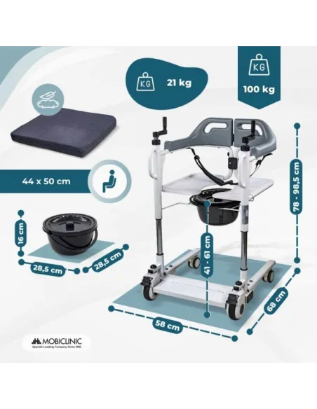 Silla de Transferencia WILLY con Inodoro y Regulable en Altura